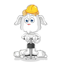 mountain goat drill the ground cartoon character vector