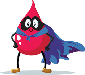 Superhero Blood Drop Donation Concept Vector Illustration. Funny mascot celebration World Blood Donor Day
