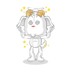 mountain goat dizzy head mascot. cartoon vector