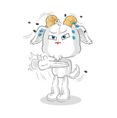 mountain goat swat fly character. cartoon mascot vector