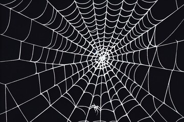 Spiderweb On Black Darkness Halloween Background Real Cobweb