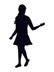 young girl walking silhouette