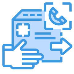 customer service blue outline icon