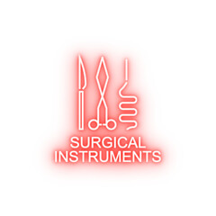 surgical instruments line neon icon