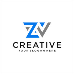 Obraz premium ZV Letter Logo Design Template