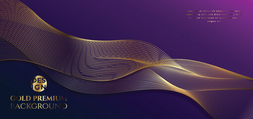 Abstract luxury golden wave lines curved overlapping on dark blue background. Template premium award design. Premium background. Luxury Blue and gold background
