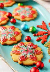 Festive plated Christmas cookies