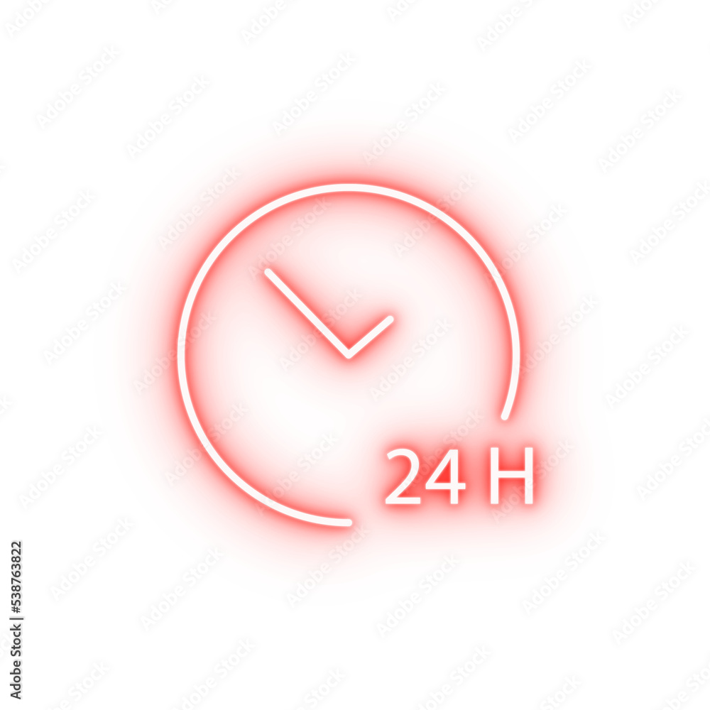 Poster 24 hours service neon icon