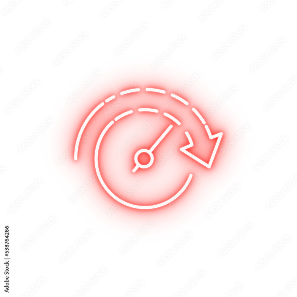 Poster the arrow in the circle of hours neon icon