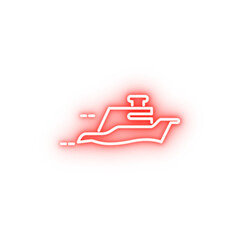 floating yacht neon icon