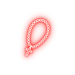 christian rosary outline neon icon
