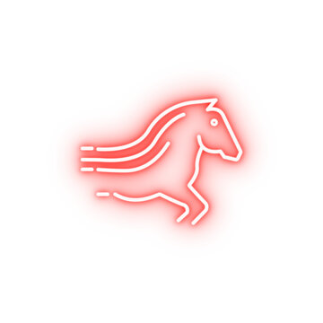 the horse is on the run neon icon