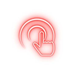 hand on button outline neon icon