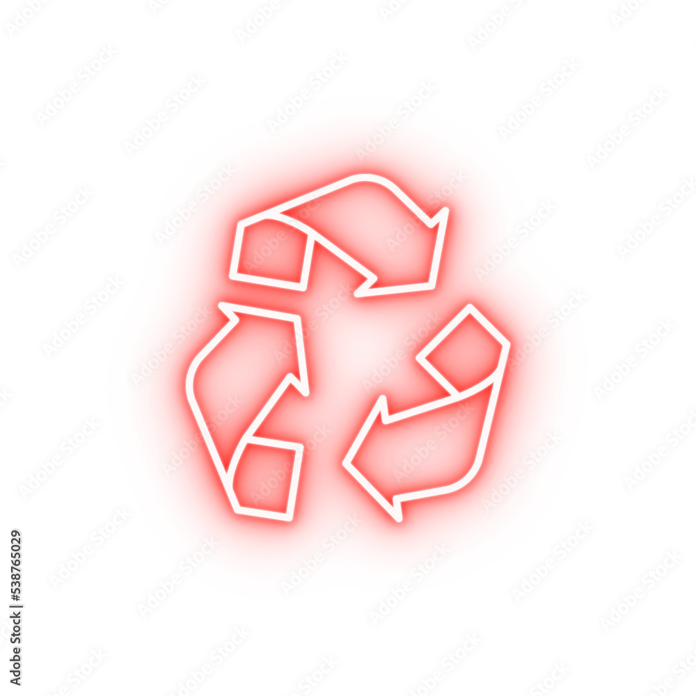 Wall mural recycling mark outline neon icon