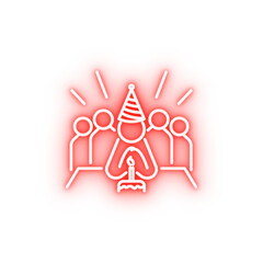 Fototapeta premium birthday with cake dusk style neon icon