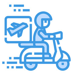 airplane blue outline icon