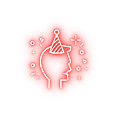 boy in party hat dusk style neon icon
