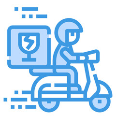 fragile blue outline icon