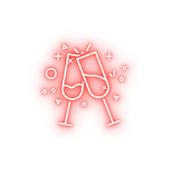 glasses of champagne dusk style neon icon