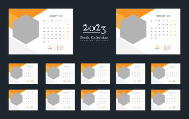 Naklejka premium Desk Calendar 2023 Template Design