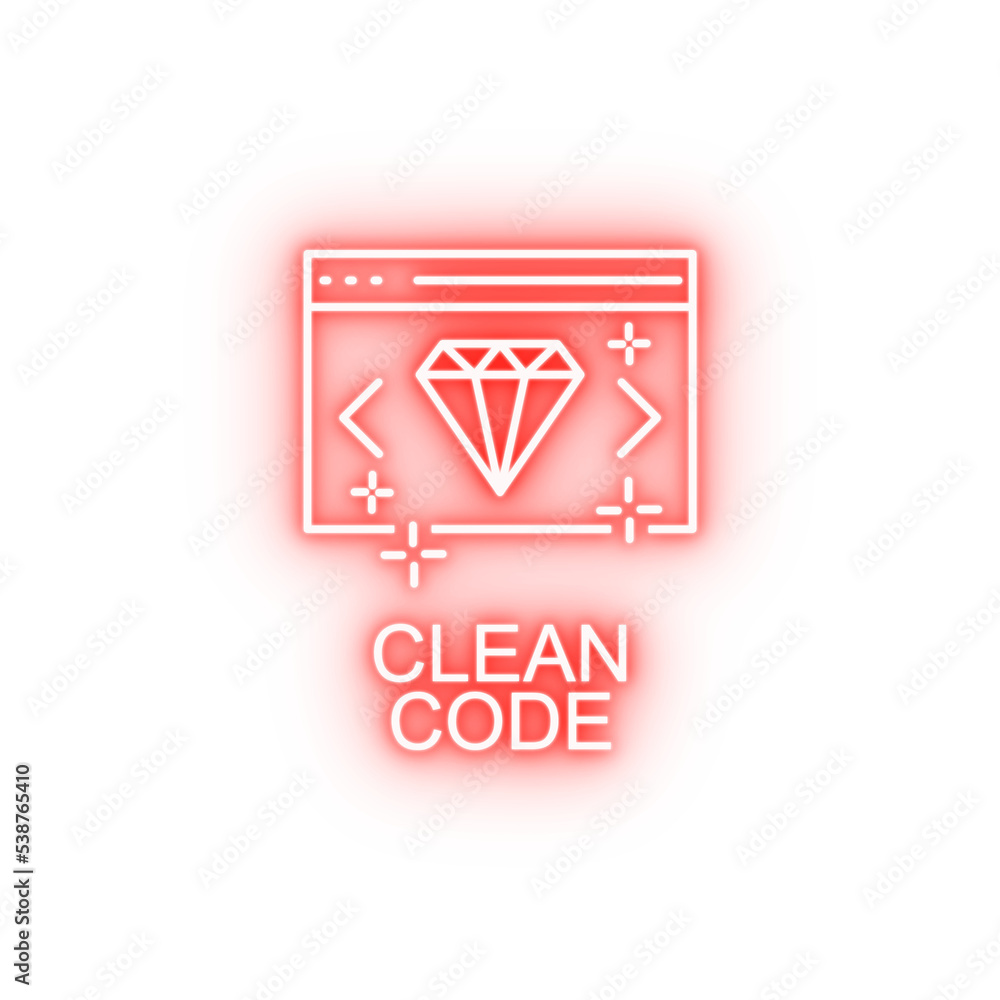 Poster clean web code neon icon