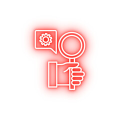hand search gear neon icon