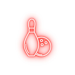 bowling and bowling ball outline neon icon