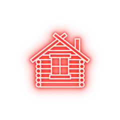 Russian culture cottage forester wooden neon icon