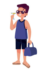 male tourist drinking cocktail