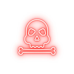 Prehistoric human skull neon icon