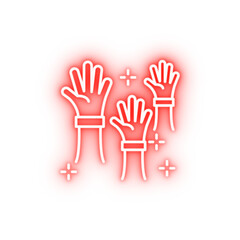 Volunteer hands neon icon