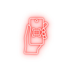 Hand phone neon icon
