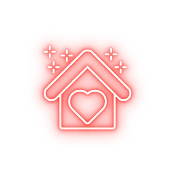 Shelter house heart neon icon