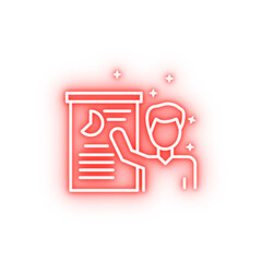 Man business training neon icon