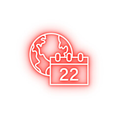 ecology earth day earth calendar neon icon