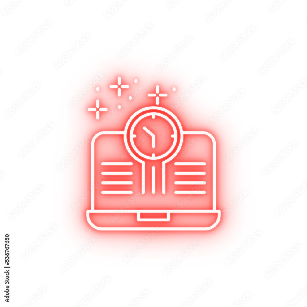 Poster notebook clock neon icon