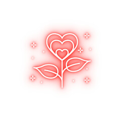 Plant heart neon icon