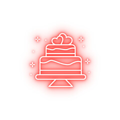 Cake heart neon icon