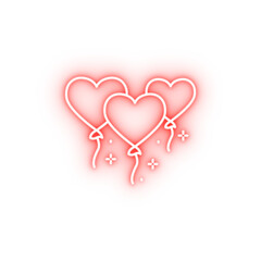 Balloons love heart neon icon
