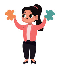 elegant businesswoman with puzzle