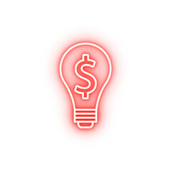 finance light bulb 2 colored line neon icon