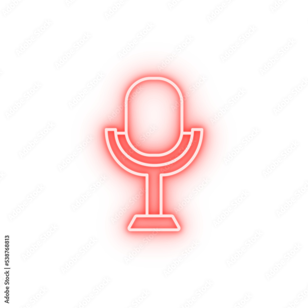 Poster microphone voice recording neon icon