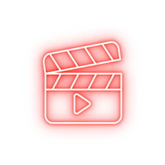 Clapperboard film neon icon