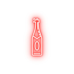 bottle of champagne dusk neon icon