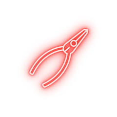 Pliers tool neon icon