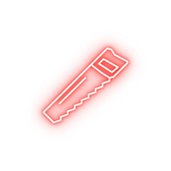 Handsaw tool neon icon
