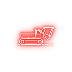 excavator outline neon icon