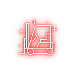 Construction forklift neon icon