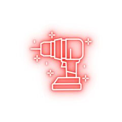 Construction drill neon icon