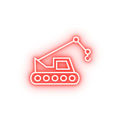 crane tractor neon icon